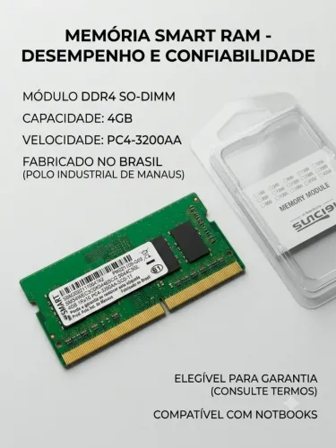 Memória RAM Smart 4GB DDR4 3200MHz para Notebook - Apenas R$ 80!