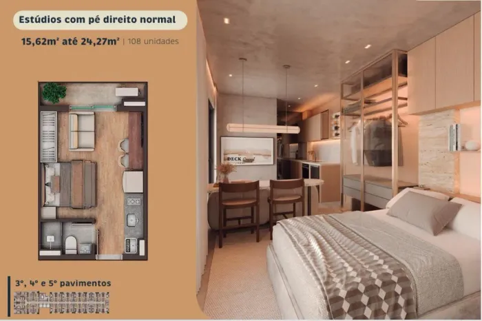 Studio na planta no Centro de Curitiba com 22m², 1 dormitório e 1 vaga - Centro - Curitiba