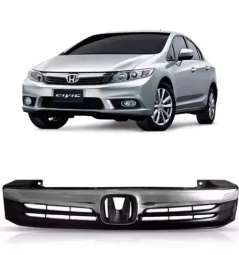 Grade Radiador Com Friso Cromado Honda Civic 2012 2013 2014 2015