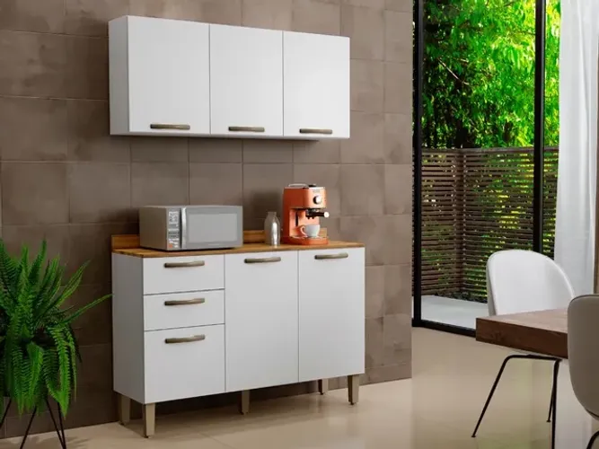 Combo Armário de Cozinha Aéreo 3 portas + Balcão 1.20 l543