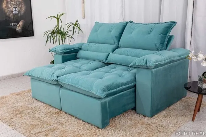 Sofá Retrátil Reclinável 1.80m Santorine Verde Tiffany Até 12x - Frete Grátis 