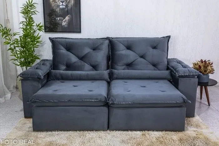 Sofá Retrátil 3 Lugares e mesa de jantar com 4 lugares