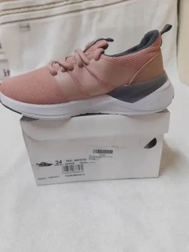 Tênis Adulto Fem It Shoes Amortecedor Gel Listras Caminhada Academia 34 Nude/Branco