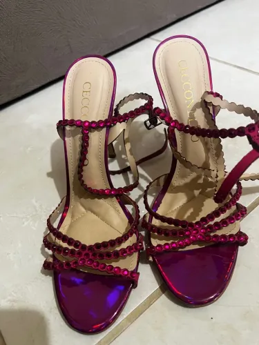 Sandália Festa Cecconello Rosa com Strass COURO