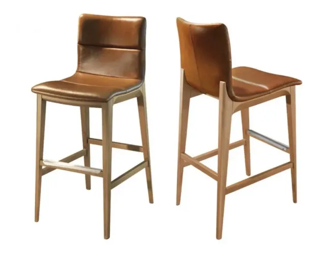 Banquetas Lindas Couro Caramelo e Madeira