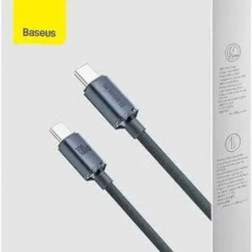 Cabo USB Baseus Tipo-C para Tipo-C, PD, Carregamento Rápido, 100W, Crystal Shine 12x 4,66