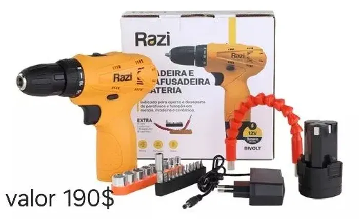 Parafusadeira e furadeira 12v com kit vários acessórios novo entregamos