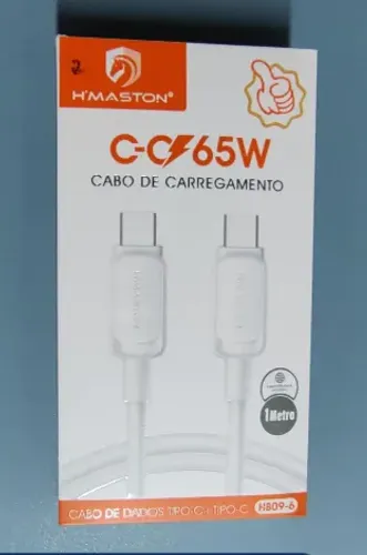 Cabo Turbo C-C 65w Tipo C Tipo C Branco H'Maston Iphone 15 16 Pro Max Plus Android