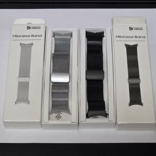 Kit Pulseira Samsung Milanese Band Galaxy Watch4 Watch5 44mm GP-TYR915CHA Preto e Prata