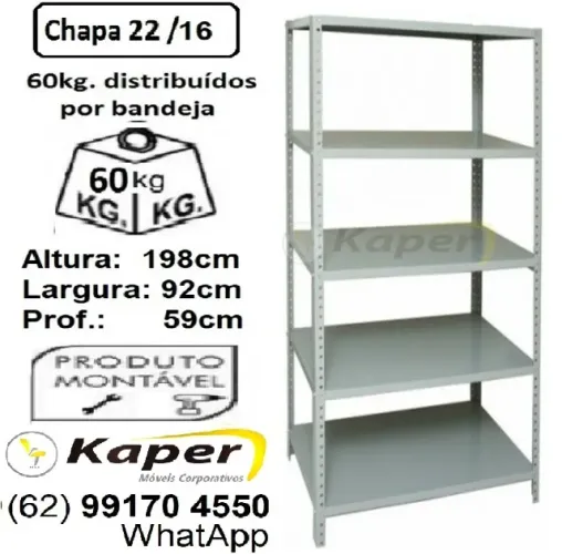 Estante de aço  / prateleira de Aço prof. 59cm Industrial ( nova ) Chapa 22 / 16