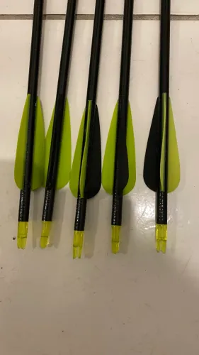 Flechas de fibra novas com ponta de metal
