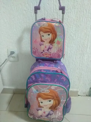 Mochila escolar com rodinhas princesa shofia