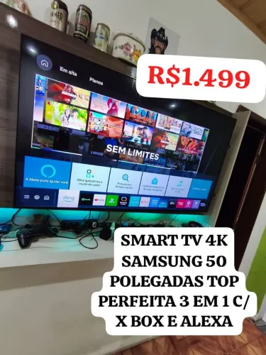 SMART TV 4K SAMSUNG 50 POLEGADAS TOP PERFEITA 3 EM 1 C X BOX E ALEXA R$1.499. ENTREGO! 