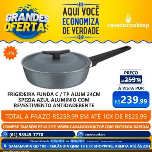 FRIGIDEIRA FUNDA C/TP ALUM 24CM SPEZIA AZUL - ALUMINIO COM REVESTIMENTO ANTIDADERENTE