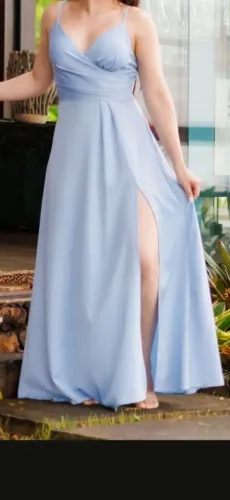 Vestido longo azul serenity (tamanho P/38) NÃO ACEITO OFERTAS