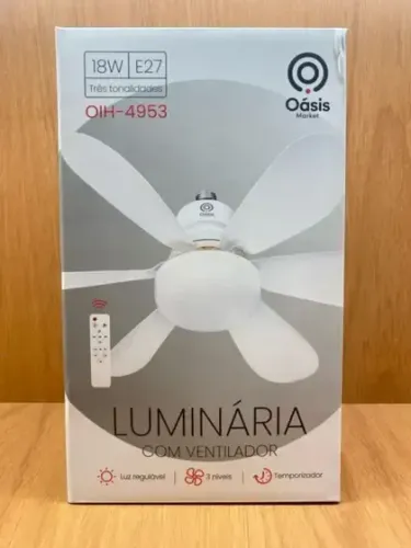 Luminária Com Ventilador 3 Níveis e Luz Regulável Oasis OIH-4953