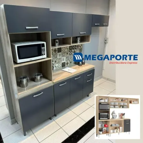 Armário de Cozinha Completo 2 Nichos Balcão 3 Portas (NOVO) Entrega Grátis!