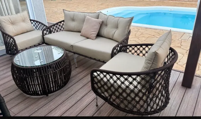 Sofa área externa sol e chuva alumínio corda nautica 