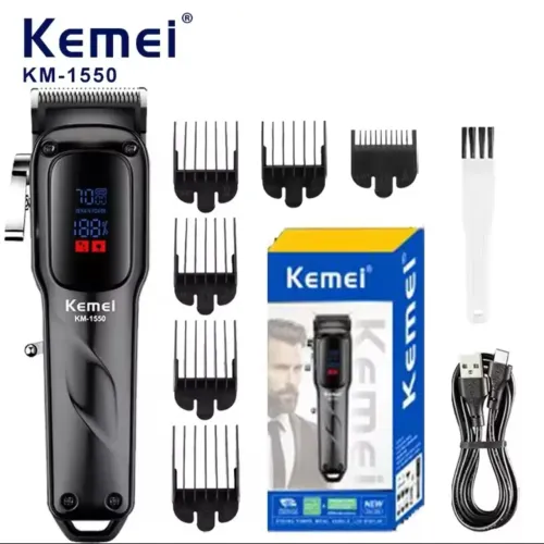 Kemei 1550 - Máquina De Corte Profissional Bivolt com Display digital.<br>