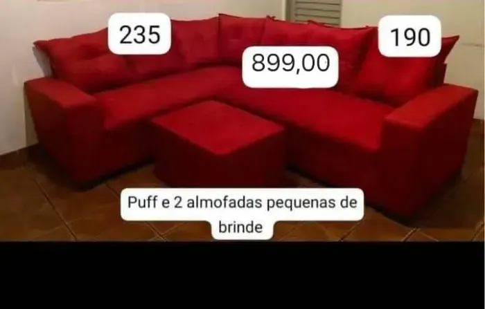 Vendo sofás de canto no tecido veludo novos de fábrica