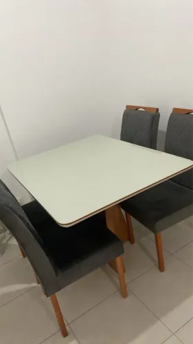 Mesa 4 Cadeiras Veludo Cinza NOVO PRONTA ENTREGA