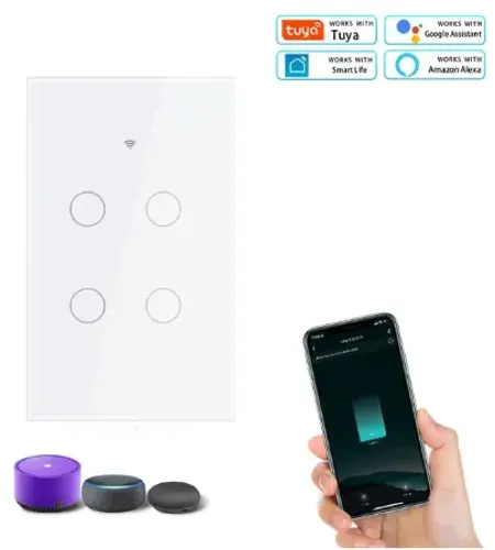 Interruptor Smart 4 teclas 4x2 , compatível com Alexa.