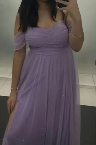 Vestido esporte fino lilas com gliter