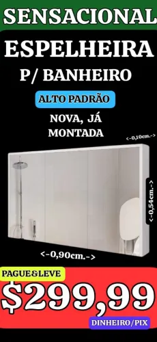 Espelheira de Banheiro Alto Padrão - R$299,99