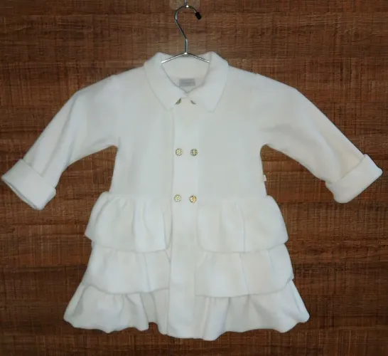 Casaco Branco Infantil com Babados - Elegância e Conforto Tam 2