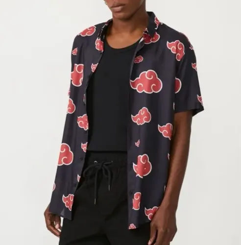 Camisa Manga Curta em viscose Akatsuki naruto