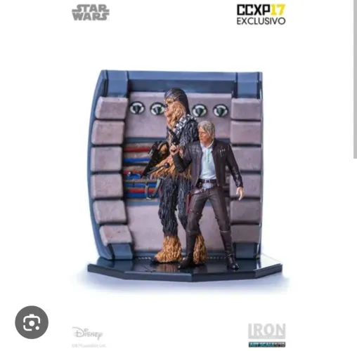 Estátua Han Solo e Chewbacca Deluxe Iron Studios CCXP Exclusivo Star Wars