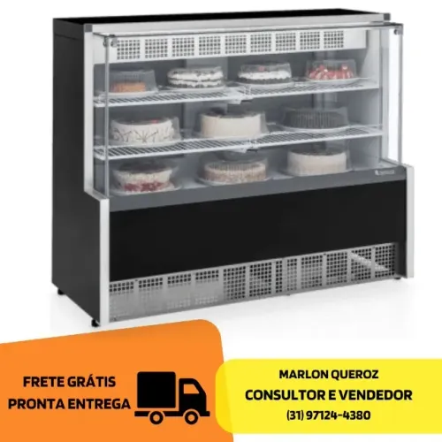 Balcão Refrigerado Gelopar Dupla Função 1,40M Preto Vidro Reto