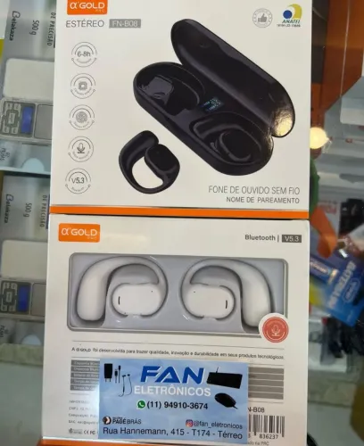 Fone de Ouvido Sem Fio a GOLD Estéreo FN-B08 Bluetooth V5.3