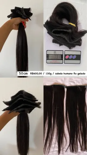 Cabelo humano 50cm 131g confeccionado na tela R$600