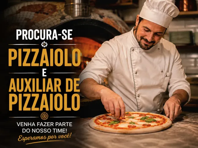 Vaga pizzaiolo e auxiliar de pizzaiolo