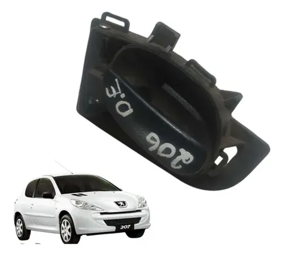 Maçaneta Interna Porta Esquerdo Peugeot 207 2008 A 2011 Preto Dianteira