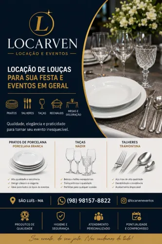 LOCAÇÃO DE PRATOS E TAÇAS