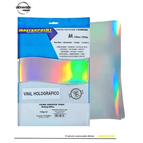 Vinil Holográfico A4 Masterprint 7 Folhas para Impressão