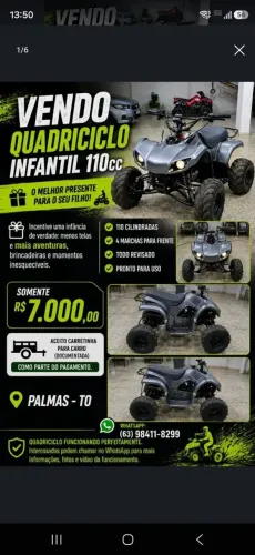Vendo Quadriciclo infantil 110cc