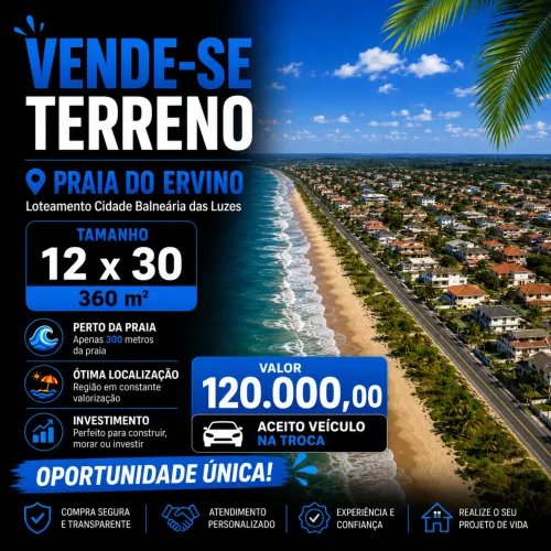 TERRENO PRAIA DO ERVINO
