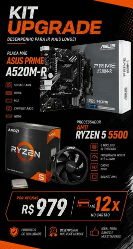 KIT UPGRADE A520M-R e Processador AMD RYZEN 5 5500 @zathurainformatica