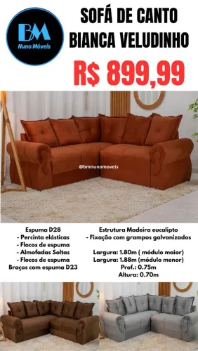 Sofá de canto Bianca veludinho