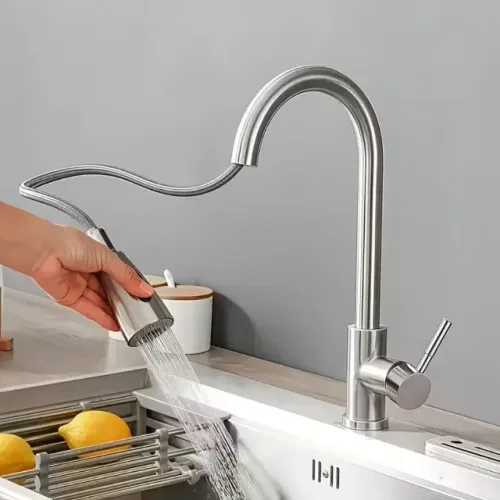 Torneira Extensível Aço Inox Misturador Água Quente E Fria
