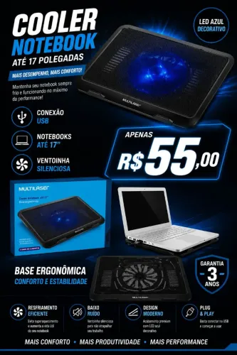 Base Cooler para Notebook Multilaser até 17" -