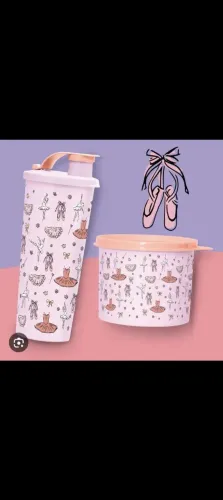 Kit copo e redondinha Bailarina Tupperware.