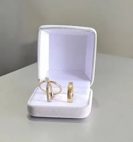 Kit trio de alianças noivado e casamento 