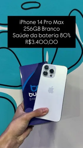Seminovo: iPhone 14 Pro Max 256GB / Branco / Saude de Bateria 80% - Loja Fisica