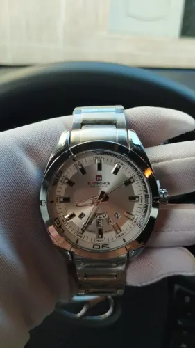 Relógio de Pulso Prata Branco  Naviforce NF9038