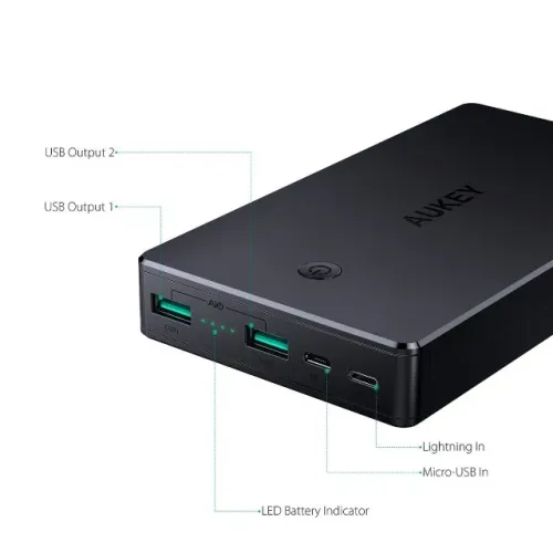 12X CARTÃO - POWER BANK AUKEY 20.000mAh NOVO LACRADO ORIGINAL - 12X CARTÃO