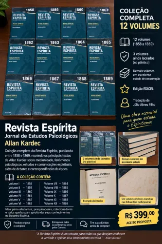 ? COLEÇÃO COMPLETA REVISTA ESPÍRITA - ALLAN KARDEC - 12 VOLUMES